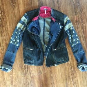 Free People denim zip-up jacket size 8